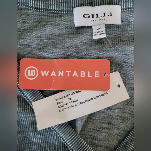 NWT Gilli Plus Size Sleeveless Button Down Mini Dress Size 2X Green-Blue - Picture 9 of 11